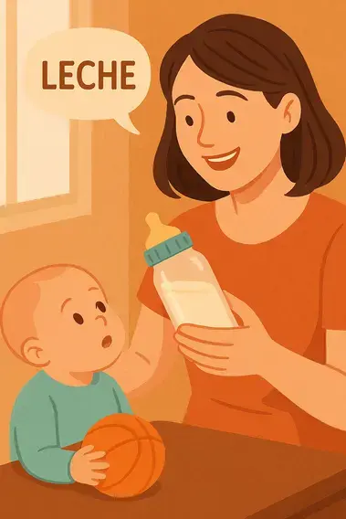 Bebé con biberón