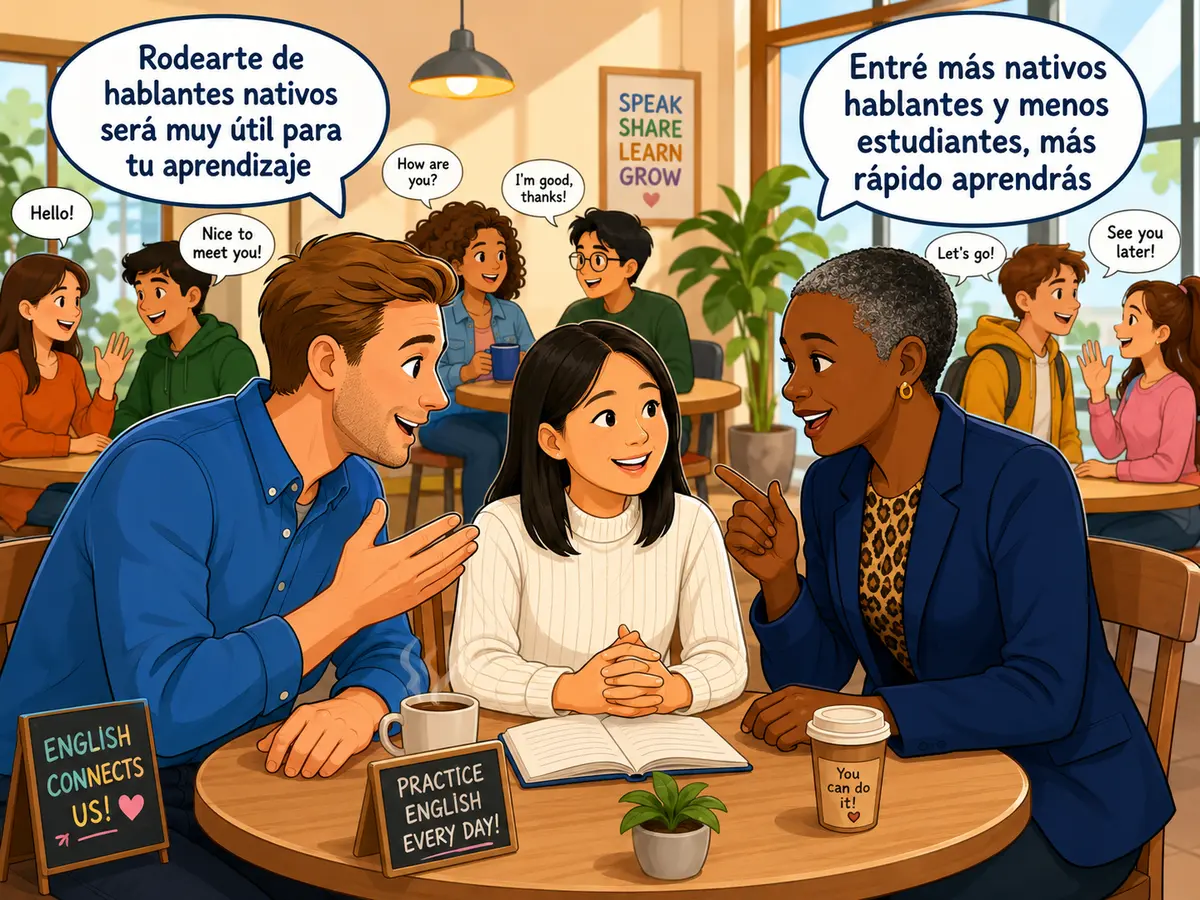 Practicando conversación con hablantes nativos