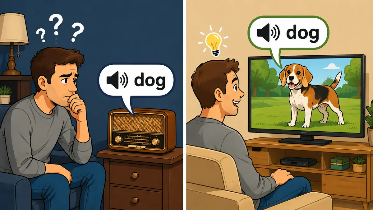 Escuchar solo audio confunde; ver el contexto visual te hace entender